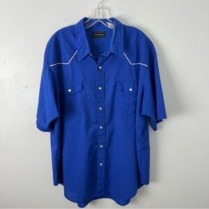Vintage Blue Pearl Snap Western Shirt